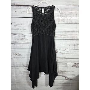 POL Black Lace Sleeveless Dress Womens Size Large Keyhole Back Cocktail Party